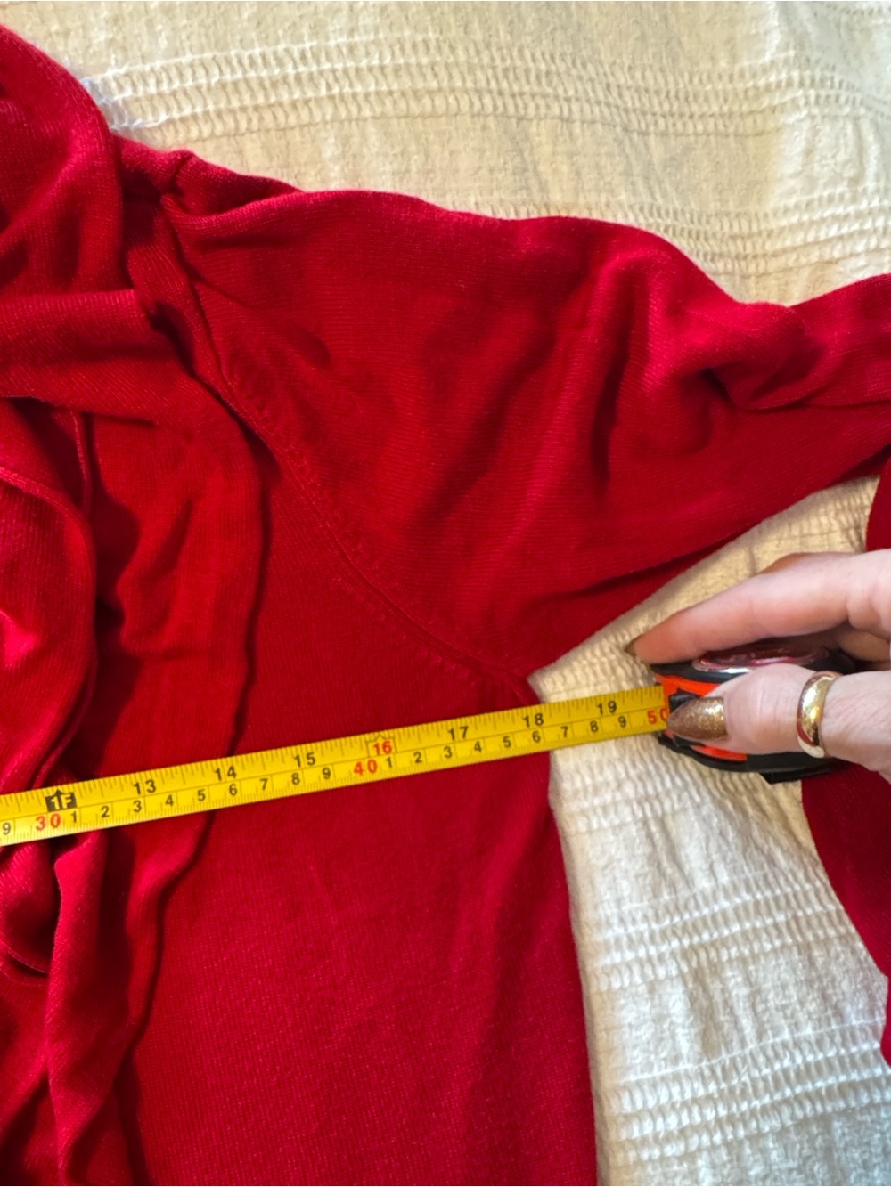 Renuar Bright Red Ruffle-Front Open Tunic - Picture 6 of 7
